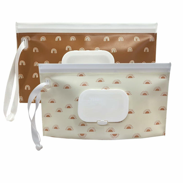 lethooly Baby Wipe Holder 2-Pack Portable Refillable Case Bohemian Sun & Rainbow by Deal US