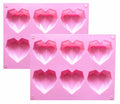fine life 2 Pcs 3D Diamond Heart Silicone Mold 6 Cavities Mold-B Color by Deal US