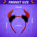 MDDRUIQI Halloween Devil Horns Headband Plus Size Women Red Green L by Deal US