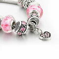 Sowist Capital Charms Silver Plated Pink Hearts Charm Bracelet Set 7.5+1.5" by Deal US