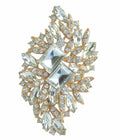 Sindary Austrian Crystal Flower Brooch Pin Gold-Tone Clear 3.94" by Deal US