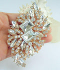 Sindary Austrian Crystal Flower Brooch Pin Gold-Tone Clear 3.94" by Deal US