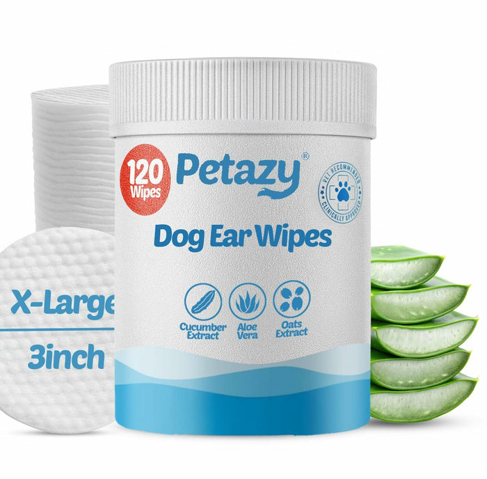 BestBy06/27 Petazy Dog Ear Wipes Unscented Natural Soothing 120 XL Pcs by Deal US