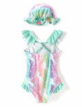 PATPAT Baby Girl Unicorn Ruffle One Piece Swimsuit Aqua Green Size 3-6M by Deal US