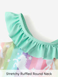 PATPAT Baby Girl Unicorn Ruffle One Piece Swimsuit Aqua Green Size 3-6M by Deal US
