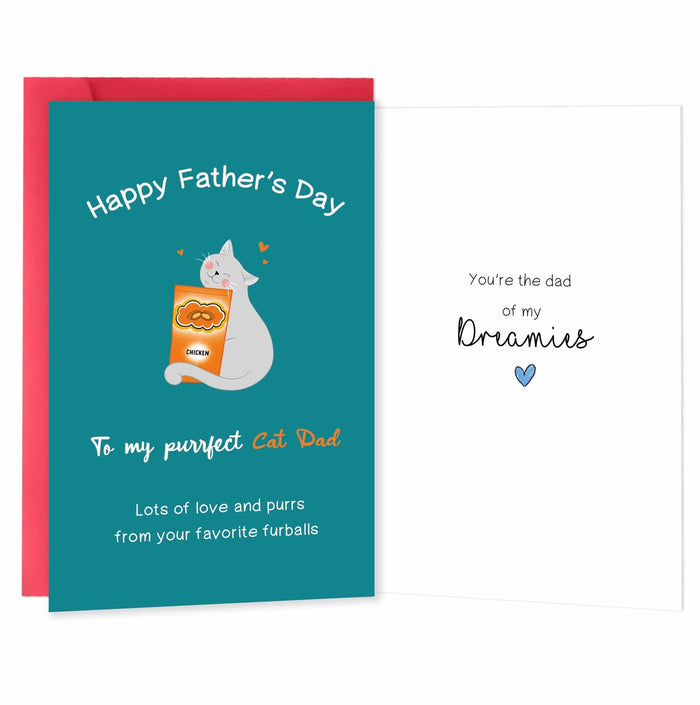 IDU Funny Fathers Day Cat Dad Card Heartfelt Gift Color ZN157 by Deal US