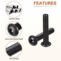 DTGN M4-0.7x25mm Button Head Socket Cap Screws 50pcs Black Carbon Steel Hex by Deal US