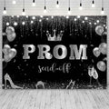 AIBIIN 7x5ft Black Silver Prom Send Off Backdrop Banner Graduation 2025 by Deal US
