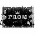 AIBIIN 7x5ft Black Silver Prom Send Off Backdrop Banner Graduation 2025 by Deal US