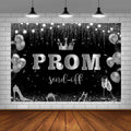 AIBIIN 7x5ft Black Silver Prom Send Off Backdrop Banner Graduation 2025 by Deal US