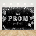 AIBIIN 7x5ft Black Silver Prom Send Off Backdrop Banner Graduation 2025 by Deal US