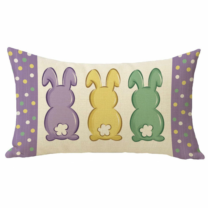 Fahrendom Easter Peeps Bunny Lumbar Pillow Case12x20 Purple Rabbit Cotton Linen by Deal US