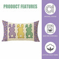 Fahrendom Easter Peeps Bunny Lumbar Pillow Case12x20 Purple Rabbit Cotton Linen by Deal US