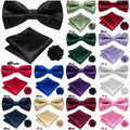 RBOCOTT Purple Paisley Bow Tie Pocket Square Lapel Pin Cufflinks Set by Deal US