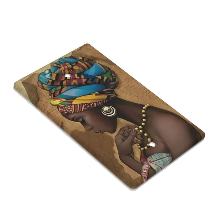 F9er-t8t Afro African American Woman Pattern One Gang Toggle Light Cover White by Deal US