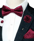 RBOCOTT Purple Paisley Bow Tie Pocket Square Lapel Pin Cufflinks Set by Deal US