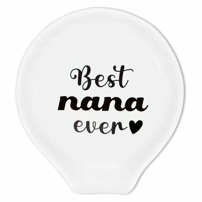 LXX1 Ceramic Spoon Rest Coffee Holder Mini Porcelain Nana Pattern White by Deal US