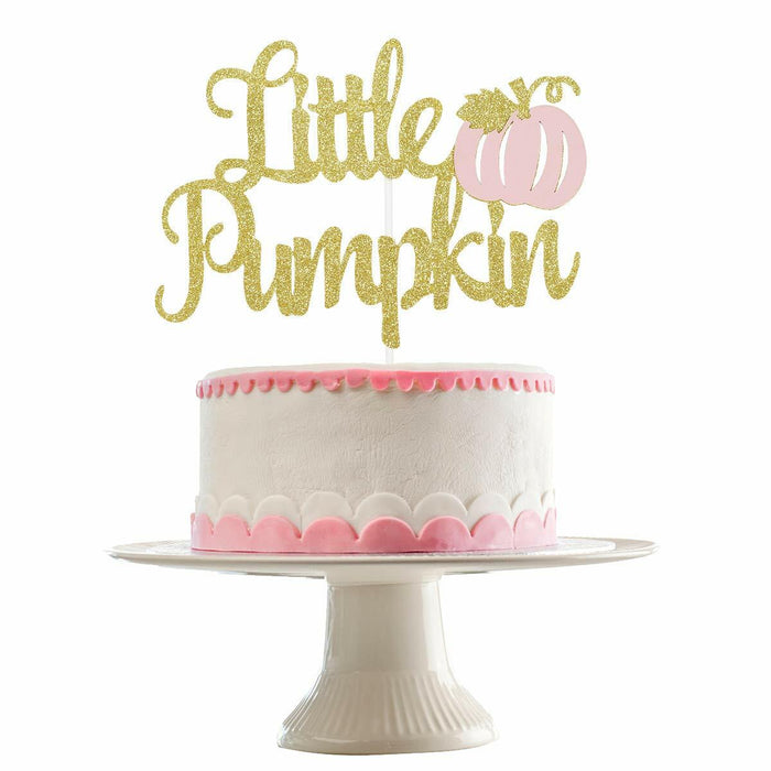 LeeSky Little Pumpkin Gold Pink Paper Cake Topper Baby Shower 1st Birthday by Deal US