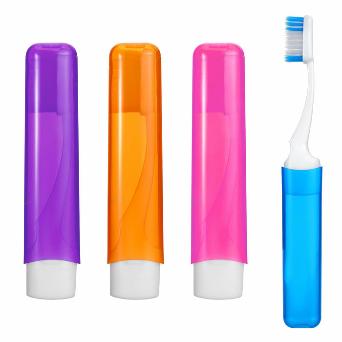 Piriuuo Travel Toothbrush Set 4 Pcs Foldable Soft Bristles 4 Colors by Deal US