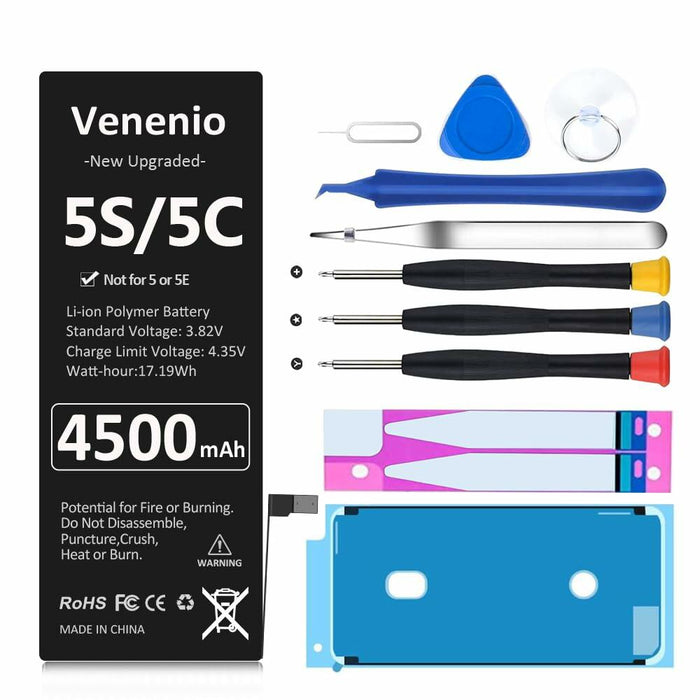 Venenio iPhone 5S/5C Battery 4500mAh Ultra-High Capacity Replacement Kit by Deal US