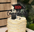 RLXPT Congratulations BSN Cake Topper Black Red Paper Nurse Grad 2025 by Deal US