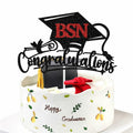 RLXPT Congratulations BSN Cake Topper Black Red Paper Nurse Grad 2025 by Deal US