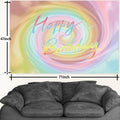 Szivuzoy Tie Dye Birthday Banner Rainbow Unicorn Pastel Girl Party Decor by Deal US