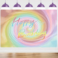 Szivuzoy Tie Dye Birthday Banner Rainbow Unicorn Pastel Girl Party Decor by Deal US