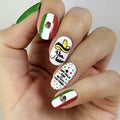 Mexican Press on Nails 24pcs Oval False Nails with Glue Flag Hat Design by Deal US