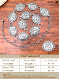 Xiokyo Women Chain Belt Boho Western Metal Silver-Cross Floral Size 27+31in by Deal US