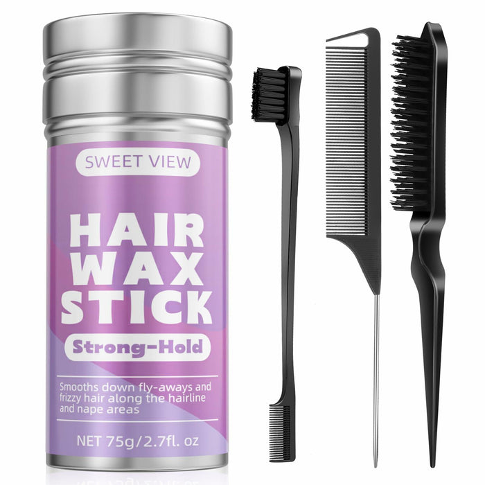 SWEET VIEW Hair Wax Stick & Brush Lavender Scent Hair Tamer Pomade Kids by Deal US