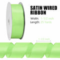 BVIEAKD Sage Green Wired Satin Ribbon 1.5in x 25yd for Crafts Decor by Deal US