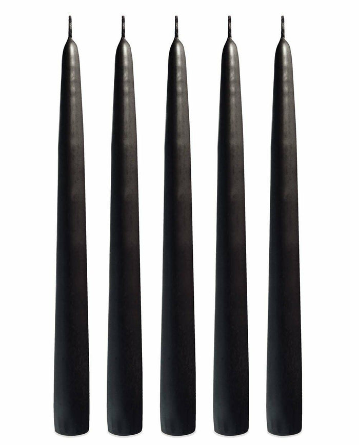 Candle Charisma Black 10 Inch Taper Candles 12 Pack Dripless Smokeless by Deal US