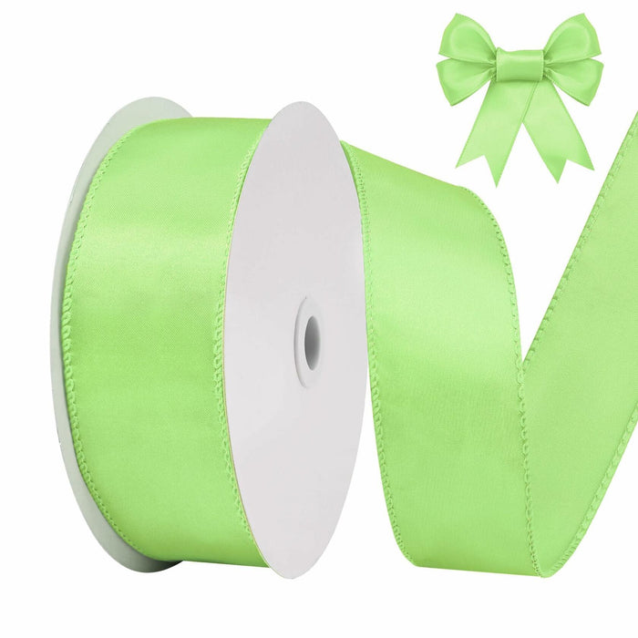 BVIEAKD Sage Green Wired Satin Ribbon 1.5in x 25yd for Crafts Decor by Deal US
