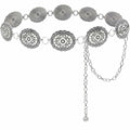 Xiokyo Women Chain Belt Boho Western Metal Silver-Cross Floral Size 27+31in by Deal US