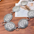 Xiokyo Women Chain Belt Boho Western Metal Silver-Cross Floral Size 27+31in by Deal US