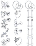 Oufksiyy 16G Surgical Steel Purple Rainbow Tragus Piercing Jewelry by Deal US