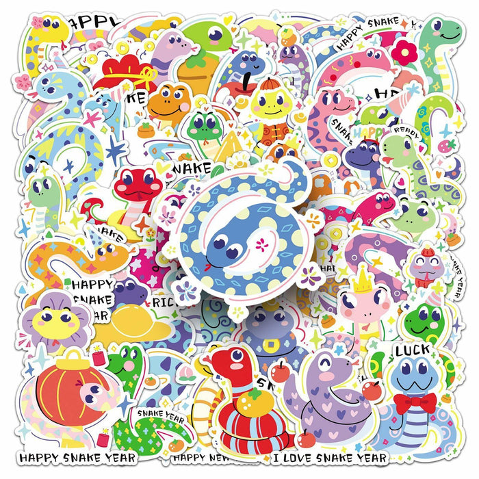YINFENGKANHAI 50 Pcs Kawaii Snake Stickers Waterproof Vinyl Cartoon Decals by Deal US