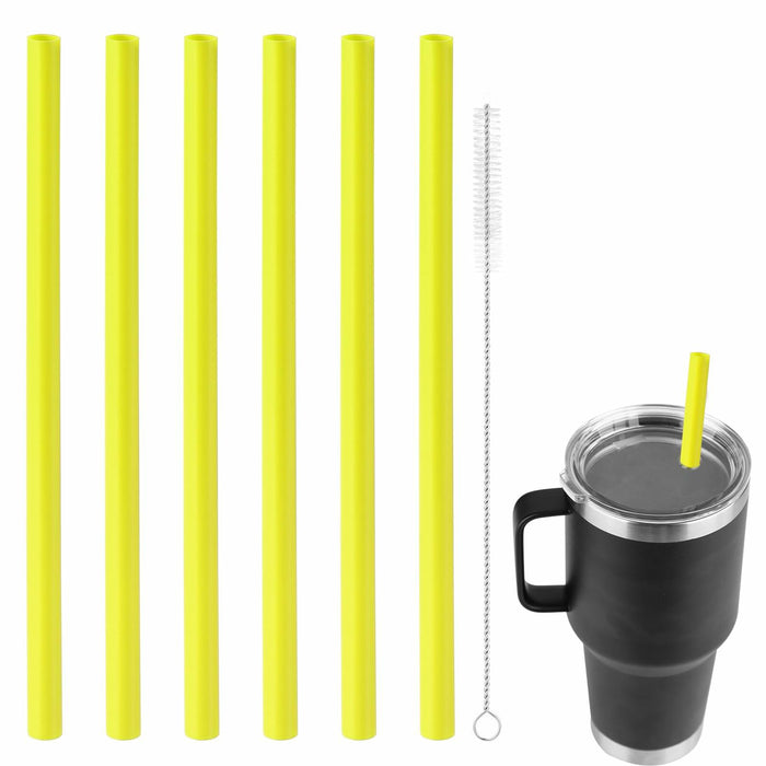 PEUTIER 6pcs Reusable Replacement Straws for Yeti Rambler 25/26/35oz Yellow by Deal US
