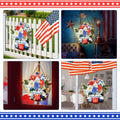 Wayyogh 4th of July Door Sign 11.4in Wooden Flag Flower Wreath Red Blue by Deal US