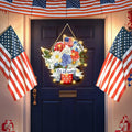 Wayyogh 4th of July Door Sign 11.4in Wooden Flag Flower Wreath Red Blue by Deal US