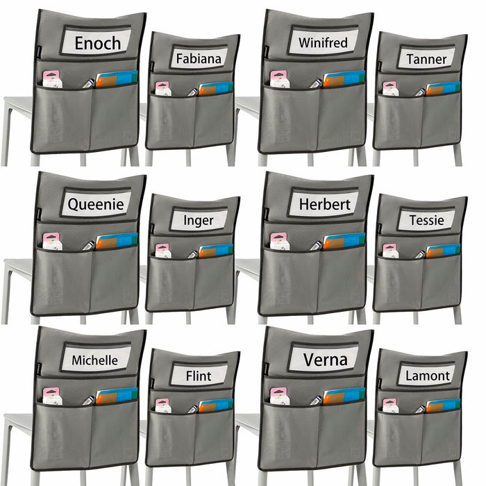 ANZORG Chairback Buddy Pocket Chart Classroom Organizer Grey 12 Pack by Deal US