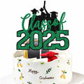 RLXPT Class of 2025 Cake Topper Graduation Party Decor Black Green Glitter by Deal US