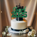 RLXPT Class of 2025 Cake Topper Graduation Party Decor Black Green Glitter by Deal US