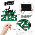 RLXPT Class of 2025 Cake Topper Graduation Party Decor Black Green Glitter by Deal US