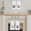 COWEB Coastal Beach Kitchen Towels Set of 4 Blue Coral Hand Towels 16x24in by Deal US