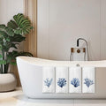 COWEB Coastal Beach Kitchen Towels Set of 4 Blue Coral Hand Towels 16x24in by Deal US