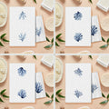COWEB Coastal Beach Kitchen Towels Set of 4 Blue Coral Hand Towels 16x24in by Deal US
