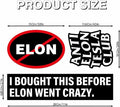 Generic 6PCS Waterproof Elliptical No Elon Window Bumper Stickers Black White by Deal US