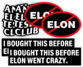 Generic 6PCS Waterproof Elliptical No Elon Window Bumper Stickers Black White by Deal US